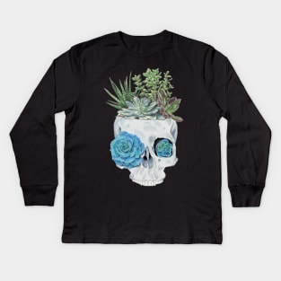 Succulent Plant Skull Kids Long Sleeve T-Shirt